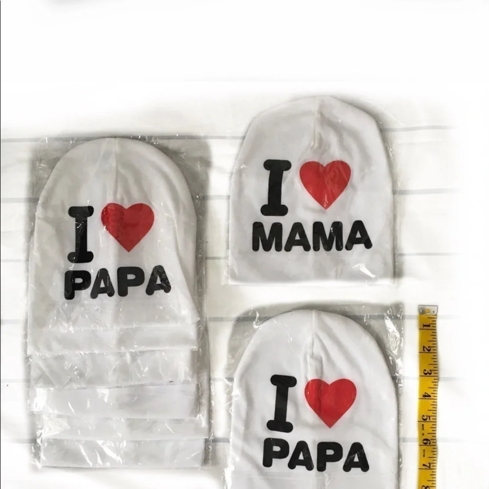 Baby Beanie Cap  Hat I Love Papa White Cotton 6-48 Months White Black…